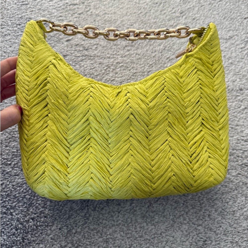 H&M Lime-Yellow Woven Handbag